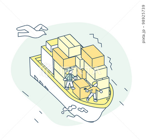 積み荷の多い船。揺れる船内 積み荷の多い船。揺れる船内 98925739