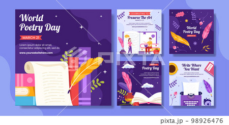 World Poetry Day Social Media Post with Paper and Quill Flat Cartoon Hand Drawn Templates Illustration World Poetry Day Social Media Post with Paper and Quill Flat Cartoon Hand Drawn Templates Illustration 98926476