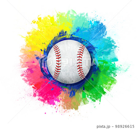 baseball illustration with splash color background baseball illustration with splash color background 98926615