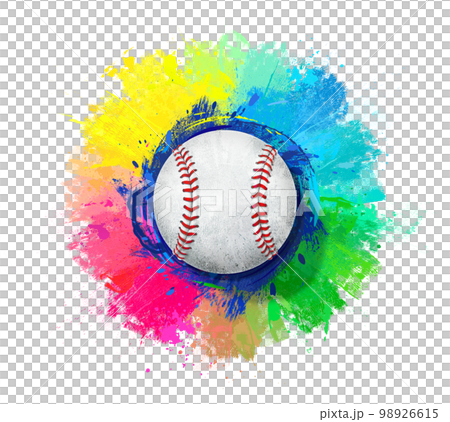 baseball illustration with splash color background baseball illustration with splash color background 98926615