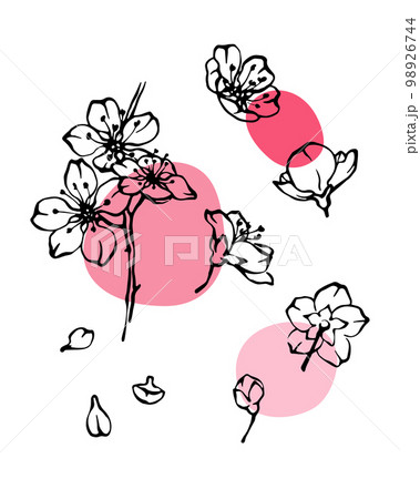 cherry blossom black and white clip art