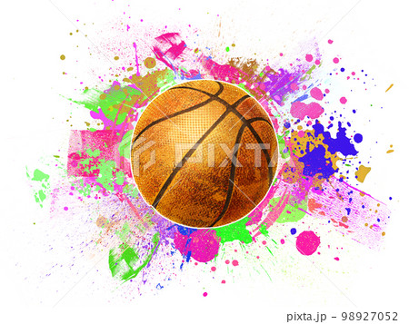basketball illustration, splash color background 98927052