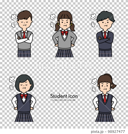 Junior high school student / high school student icon winter clothes get angry 98927477