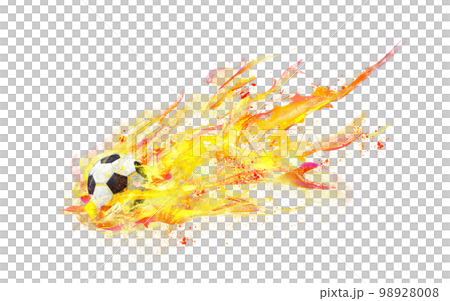 炎のサッカーボールの手書きイラスト 98928008
