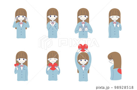 ハートのしぐさをする女の子のセット 98928518