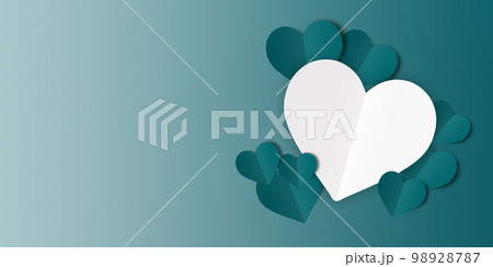 Green heart confetti set on green confetti background. Valentine's Day Green heart confetti set on green confetti background. Valentine's Day 98928787