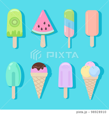 Ice cream, vector cartoon clip art in gentle... - Stock Illustration  [98928910] - PIXTA