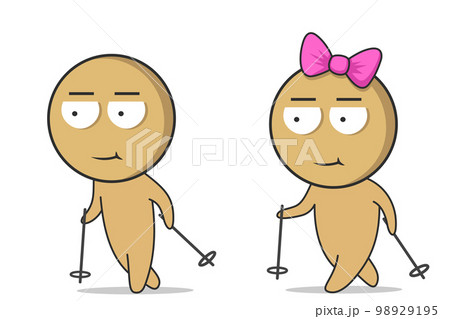 Boy and girl walking slowly around the city Boy and girl walking slowly around the city 98929195