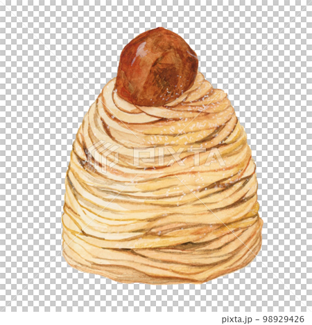 手描き水彩の美味しそうなモンブランのイラスト 98929426