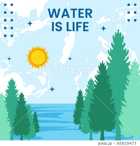 World Water Day Social Media Illustration Flat Cartoon Hand Drawn Templates 98929473