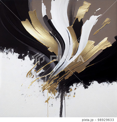 和風イメージ素材:躍動感のある筆のブラシストローク 98929633