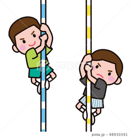 登り棒で遊ぶ男の子 98930391