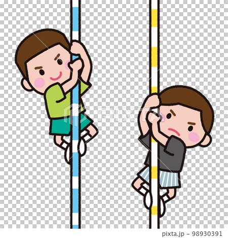 登り棒で遊ぶ男の子 98930391