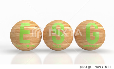 The green esg on wood ball for eco or environment concept 3d rendering The green esg on wood ball for eco or environment concept 3d rendering 98931611