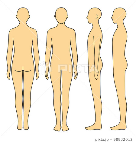 身体モデル　前後　側面　姿勢  98932012