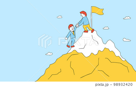 山頂まであと少し　目標達成をサポートする人物 98932420