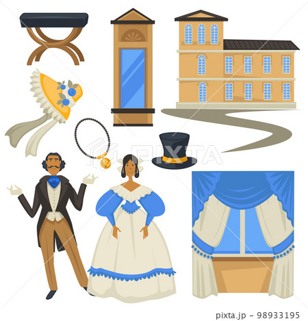 Biedermeier style vintage fashion and architecture man and woman 98933195