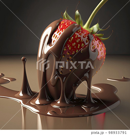 Strawberries in chocolate. Generative Ai.	 98933791