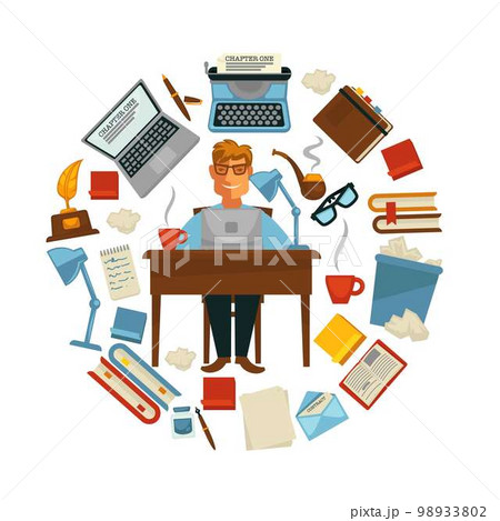 Writing items and writer laptop and typing machine profession Writing items and writer laptop and typing machine profession 98933802