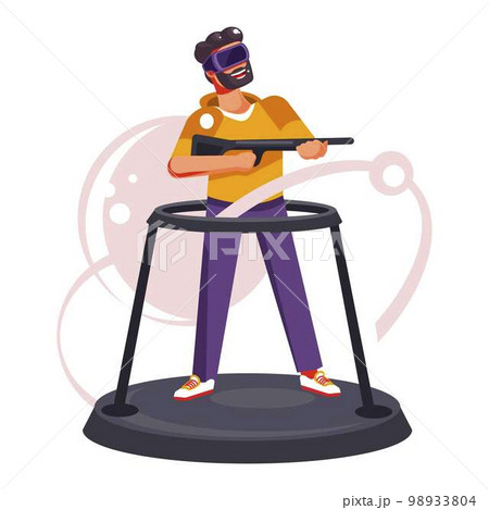 Virtual reality glasses fake gun and stand with border 98933804