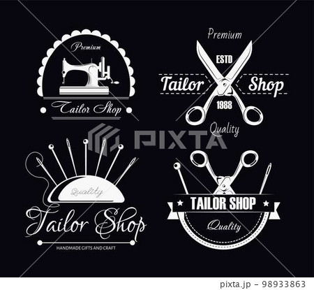 Sewing tools tailor shop isolated icons tailoring and repairing 98933863