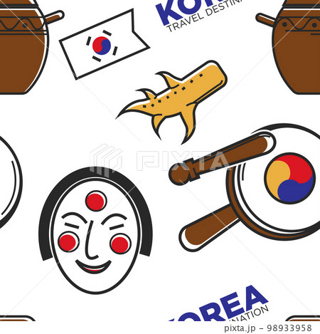 Korean symbols and culture seamless pattern traveling and tourism 98933958