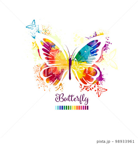 Beautiful colorful butterfly. Watercolor paint bright butterfly. Vector illustration Beautiful colorful butterfly. Watercolor paint bright butterfly. Vector illustration 98933961