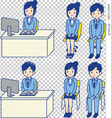 插圖集的男人和女人坐在西裝 插圖集的男人和女人坐在西裝 98933964