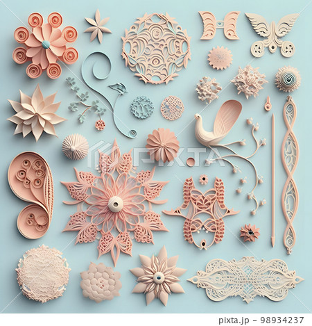 フラットデザイン　フローラルテクスチャ「AI生成画像」 98934237