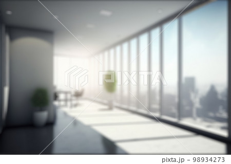 Blur background of empty modern office background in city center . Workspace interior design . Blur background of empty modern office background in city center . Workspace interior design . 98934273
