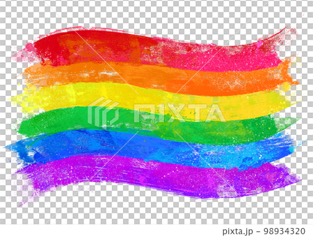 虹色のブラシストローク、抽象的な旗のイメージ 98934320