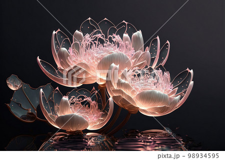 Dreamlike image of light glow lotus flower or water lily with transparent pink 98934595