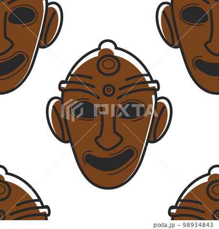Tunisian mask museum relic or tribal totem seamless pattern 98934843