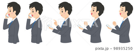 横向きスーツ男性スマホ 98935250