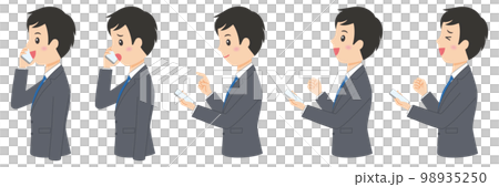 横向きスーツ男性スマホ 98935250