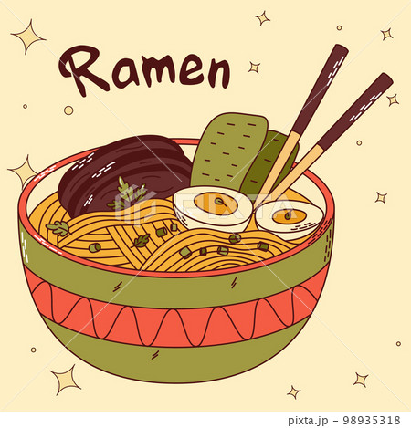 Traditional Japanese food. Asian Ramen. Vector illistration 98935318