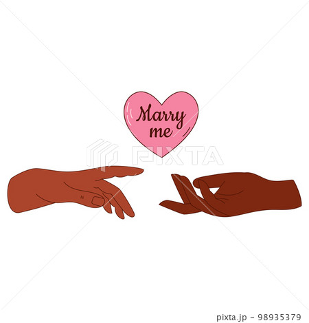 Hand drawn hands of lovers for Valentine day. Design elements for posters, greeting cards, banners and invitations. Hand drawn hands of lovers for Valentine day. Design elements for posters, greeting cards, banners and invitations. 98935379