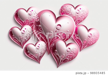 Bold metallic color of heart on white background.のイラスト素材 [98935485] - PIXTA