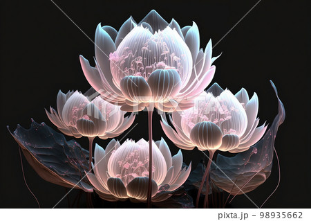 Dreamlike image of light glow lotus flower or water lily with transparent pink 98935662