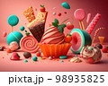Sweet food candy dessert  colorful background graphic illustration. 98935825