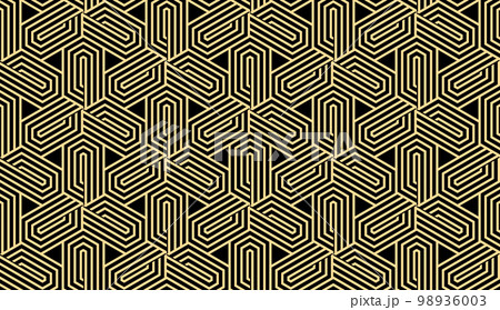 Abstract geometric pattern. A seamless vector background. Gold and black ornament. Graphic modern pattern. Simple lattice graphic design 98936003