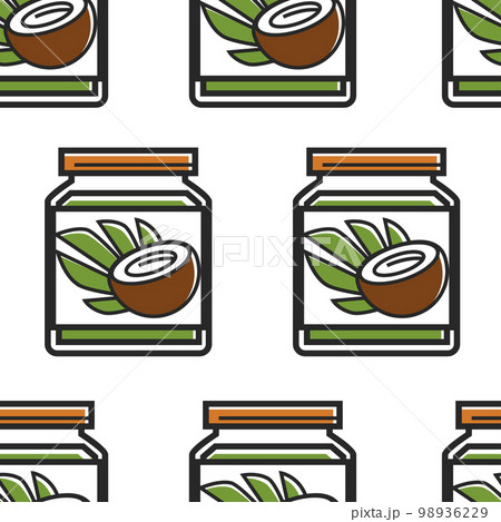 Coconut butter in jar seamless pattern cosmetics and skincare Coconut butter in jar seamless pattern cosmetics and skincare 98936229