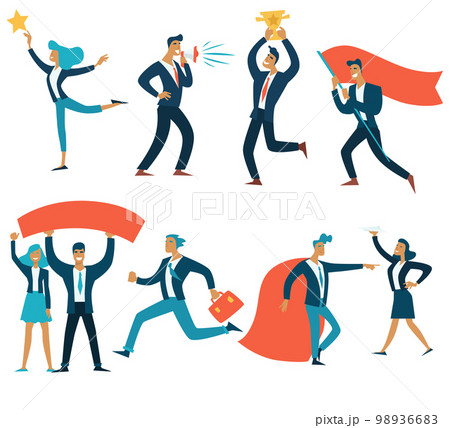 Business concepts isolated businessmen and businesswomen success and teamwork Business concepts isolated businessmen and businesswomen success and teamwork 98936683