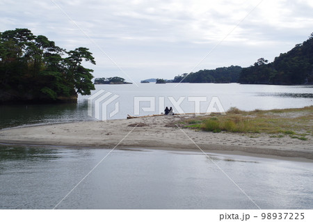松島海岸公園の砂浜の景色 松島海岸公園の砂浜の景色 98937225