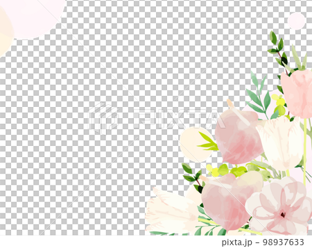 優しい色合いの水彩フラワーのフレーム背景イラスト 98937633