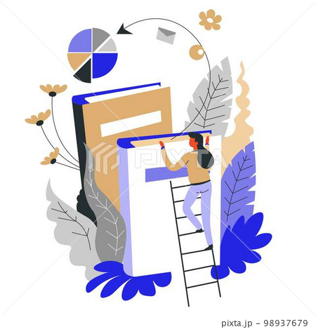 Business and startup self education books and graphics businesswoman Business and startup self education books and graphics businesswoman 98937679