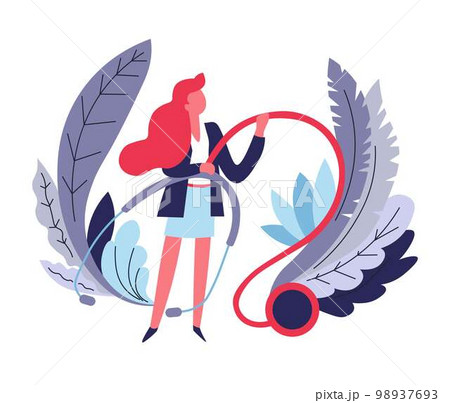 Health insurance abstract concept woman and stethoscope 98937693