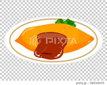 Vector illustration of omelet with ketchup, omelet rice 98938435