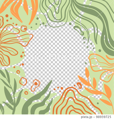 EBRU STYLE FRAME Flat Blurry Abstract Organic Shapes Bright Colors Motif Hand Drawn Fabric Print Textile Background Modern Matisse Design Creative Art Cloth 98939725