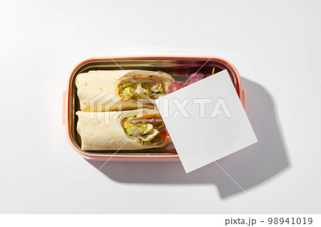 Healthy food delivery in take away box isolated on white background 98941019